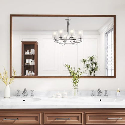 WEER Walnut Bathroom Vanity Mirror 60X36 Inch - color: Walnut, size: 60"L x 36"W