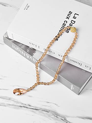 SUQ I OME Luxury Crystal Beaded Magnetic Curtain Tieback, Golden Champagne - color: Golden Champagne