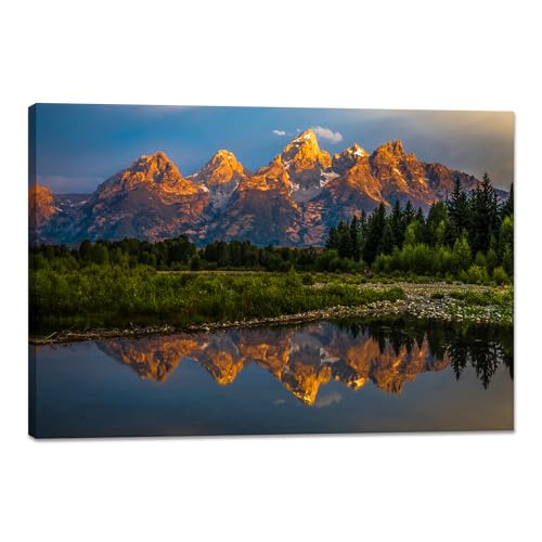 YIOZHAOFH Mountain Wall Art Nature Landscape Lake Teton Pictures Wall Decor Canvas Print for Living Room Office wall Posters (16" L x 24" W) - color: YZ-NAPARK-01, size: 16"L x 24"W