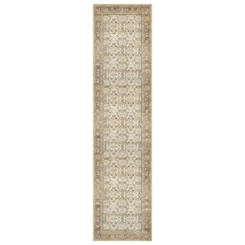SIILOOM 2x8 Washable Runner Rug, Non Slip Soft Area Rug for Hallway Kitchen - color: Beige/Brown, size: 2' x 8' (Runner)