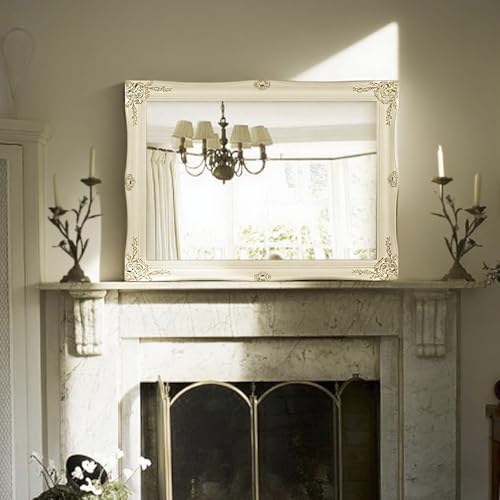 European Style Decorative Mirrors for Wall, Bathroom Mirrors Wall Mounted Mirror (Ivory White)