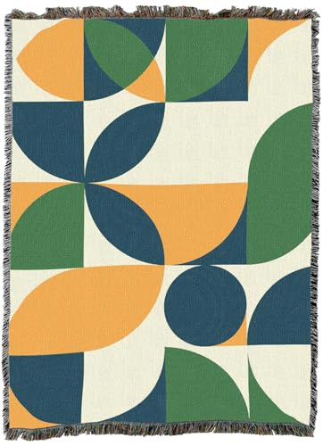 Pure Country Weavers Bauhaus Plants in Green Blanket - Mid Century Modern - Gift Tapestry Throw Woven from Cotton - Made in The USA (72x54) - color: Bauhaus Plants in Green, size: 72x54