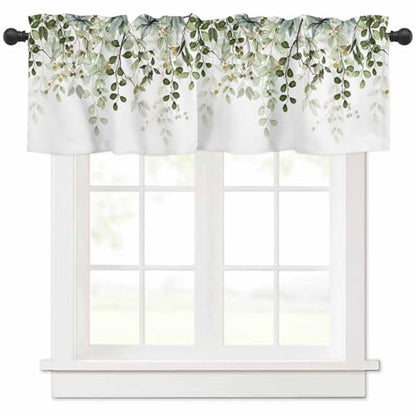 Sage Green Eucalyptus Leaves Valances for Windows 1 Panel, 42x12 in - color: Eucalyptus Leaves-green, size: 42"W x 12"L (Pack of 1)
