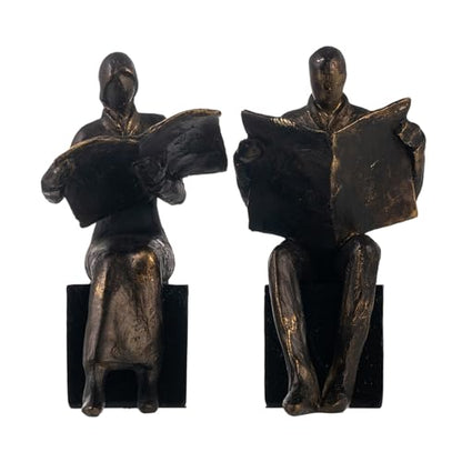Lukitas Readers Decorative Bookends Heavy Duty Non-Slip, Bronze, Resin 8'' - color: Newspaper Reader