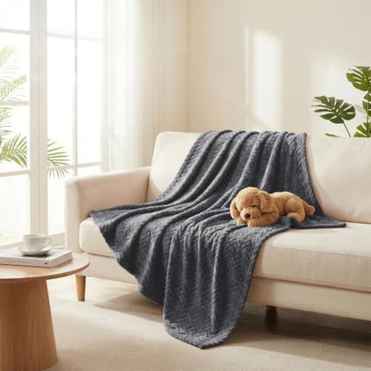 Exclusivo Mezcla Large Fleece Throw Blanket for Couch, Sofa, Dark Grey - color: Dark Grey, size: Throw ( 50x70 IN )