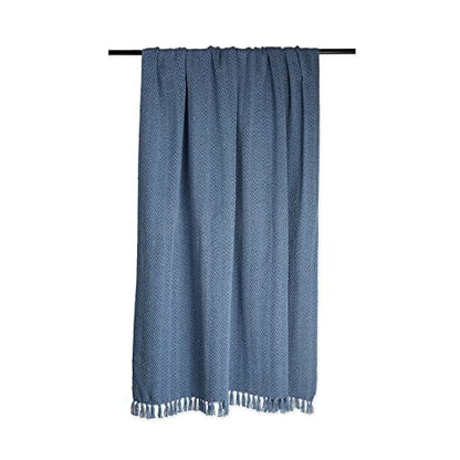 DII Industrial Tonal Textured Woven Throw 50x60, French Blue - color: French Blue