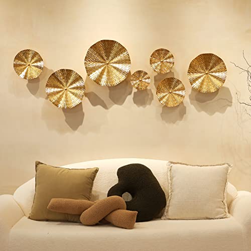 Gold Wall Decor for Living Room, 7PCS Metal Wall Art Plate Statement - color: Gold