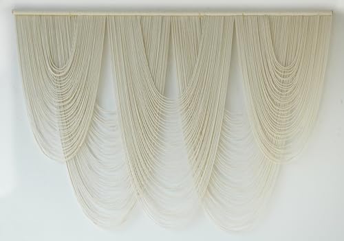 Macrame Wall Hanging Yarn Art Fiber Craftsmanship Tapestry 57"W*41"L - color: Ivory