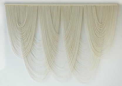 Macrame Wall Hanging Yarn Art Fiber Craftsmanship Tapestry 57"W*41"L - color: Ivory