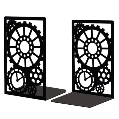 Peacoblue 5.3"x4.3"x7.9" Metal Bookends, Heavy Duty Book Ends for Shelves - style: Steampunk Gear