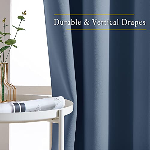 NICETOWN Blackout Curtains & Drapes 63 inch Long - Grommet Window Treatment Energy Saving Thermal Insulated Room Darkening for Living Room (Stone Blue, 1 Pair, W37 x L63) - color: Stone Blue, size: 37"W x 63"L (Pack of 2)