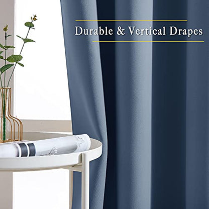 NICETOWN Bedroom Stone Blue Room Darkening Curtains, 2 Panels, W52xL63 - color: Stone Blue, size: 52"W x 63"L (Pack of 2)