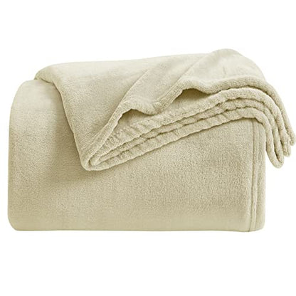 KMUSET Super Soft Throw Blanket Premium Silky Flannel Fleece Twin Size Beige Microfiber Lightweight Blanket All Season Use - color: Beige, size: Twin(60"x80")