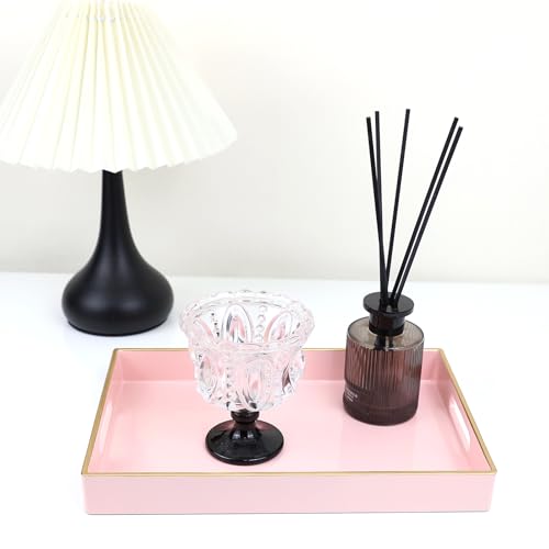 Spsyrine Pink Bathroom Vanity Tray with Handles for Dresser Tops - color: Pink