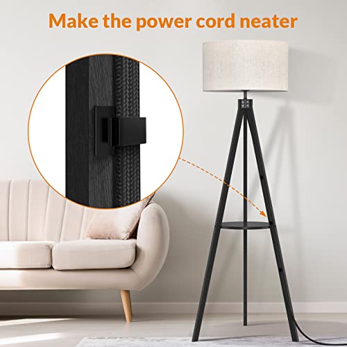 LEPOWER Shelf Floor Lamp Tripod Mid Century Modern Lamps for Living Room - color: Black Holder