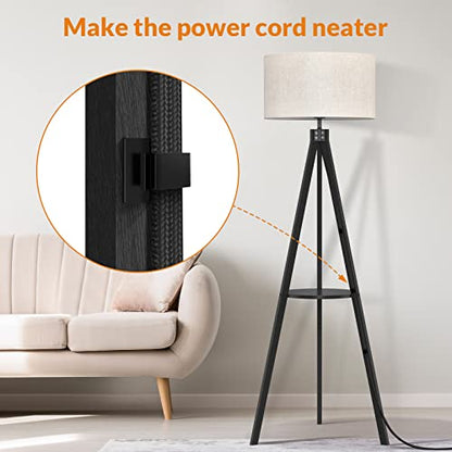 LEPOWER Shelf Floor Lamp Tripod Mid Century Modern Lamps for Living Room - color: Black Holder