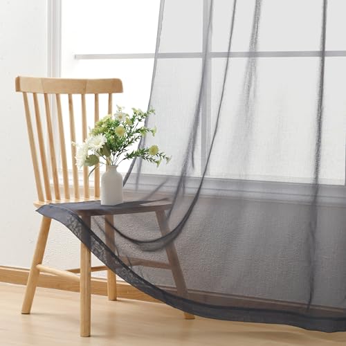 DWCN Grey Ombre Sheer Curtains 96 Inches Long for Living Room 2 Panels Set - color: Grey, size: 52"W x 96"L (Pack of 2)