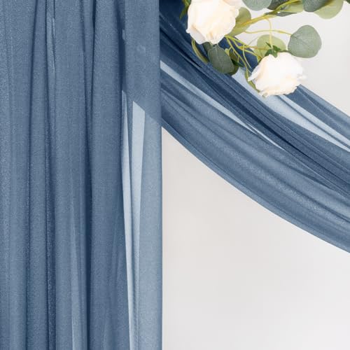 Sheer Gauze Wedding Arch Draping Fabric 29" x 20 FT 2 Panel Dusty Blue - color: Dusty Blue, size: 29"w x 240"l (Pack of 2)