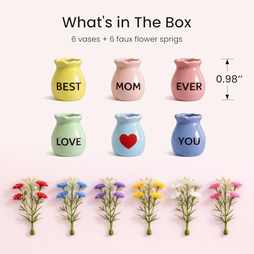 6 Pcs Mini Vase Fridge Magnets, Cute Refrigerator Magnets for Mom Gifts - color: 6 Pack for Mom