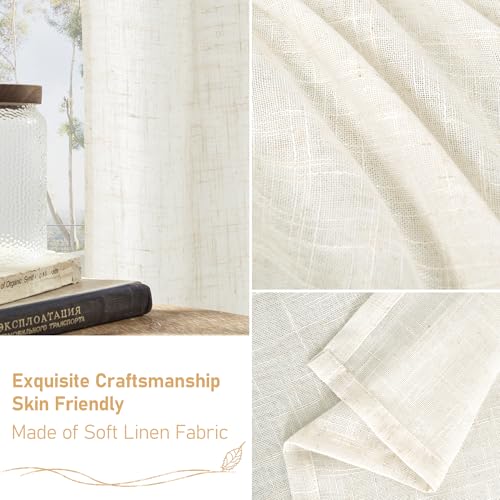 LAMIT Cream Linen Sheer Curtains 36 Inch Length for Windows 2 Panels - color: Cream, size: 34"W x 36"L (Pack of 2)