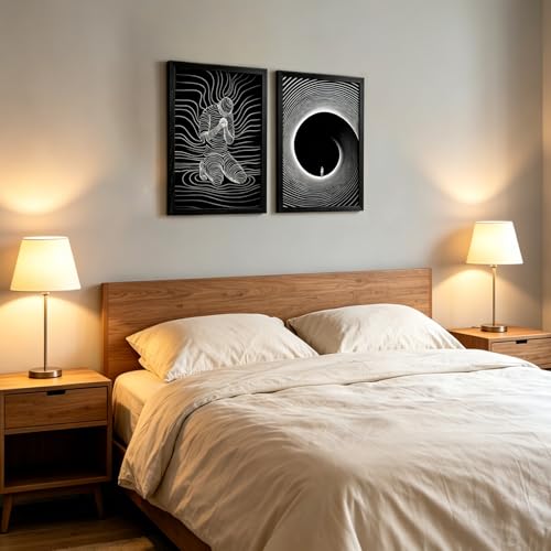 AUUAUU 2 Pcs Black and White Abstract Wall Art 16x24 Inches Black Framed - color: Black Framed Abstract Prayer, size: 16x24 Inch