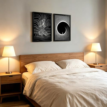 AUUAUU 2 Pcs Black and White Abstract Wall Art 16x24 Inches Black Framed - color: Black Framed Abstract Prayer, size: 16x24 Inch