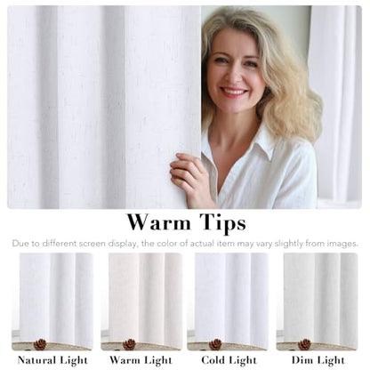 H.VERSAILTEX 100% Blackout Linen Curtains 63" L 2 Panels Bright White - color: Bright White, size: 42"W x 63"L (Pack of 2)