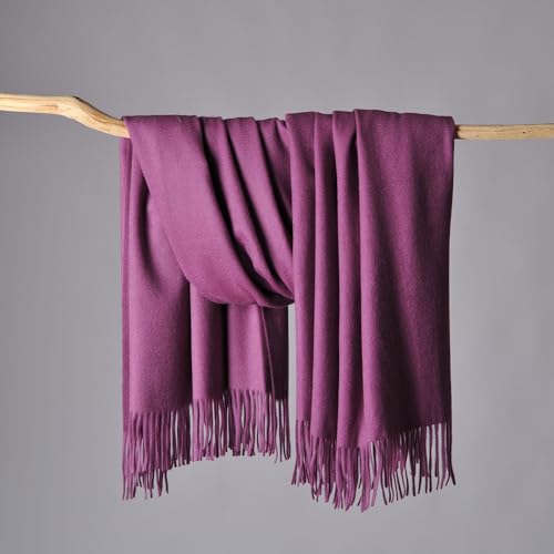 CUDDLE DREAMS Premium Cashmere Throw Blanket with Fringe (Plum) - color: Plum
