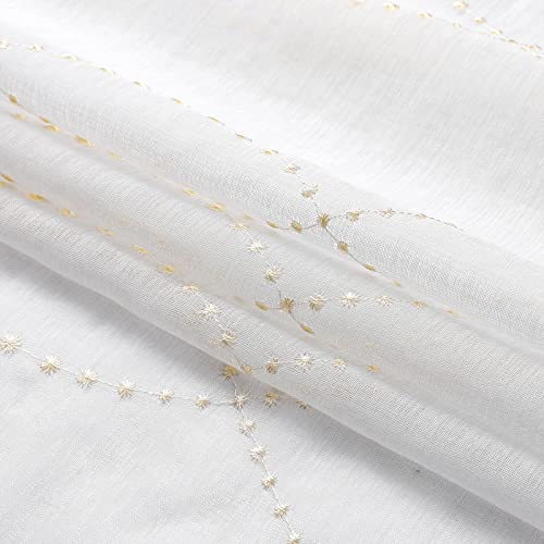 VISIONTEX White Sheer Curtains Beige Dots Moroccan Embroidered 84 Inches - color: Dots-beige, size: 54"W x 84"L (Pack of 2)