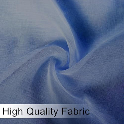 DWCN Sheer Curtain Valance - Linen Look Small Window Curtains for Cafe & Kitchen Windows - Rod Pocket Semi Sheer Drapes, Dusty Blue, 1 Panel, 42W x 18L Inch - color: Dusty Blue, size: 42"W x 18"L (Pack of 1)