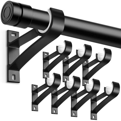 KOLAKO 8 Pack Curtain Rod Bracket, 1 Inch Heavy Duty Holder Black Drapery Single Hooks for Wall - color: Black, size: Set of 8