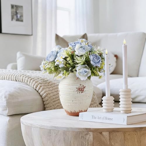 Ceramic Decorative Vase, 7.4 Inch Rustic Farmhouse Flower Vase - color: 205-3-7.4in