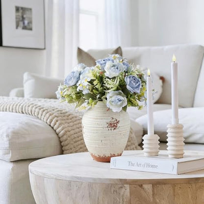 Ceramic Decorative Vase, 7.4 Inch Rustic Farmhouse Flower Vase - color: 205-3-7.4in