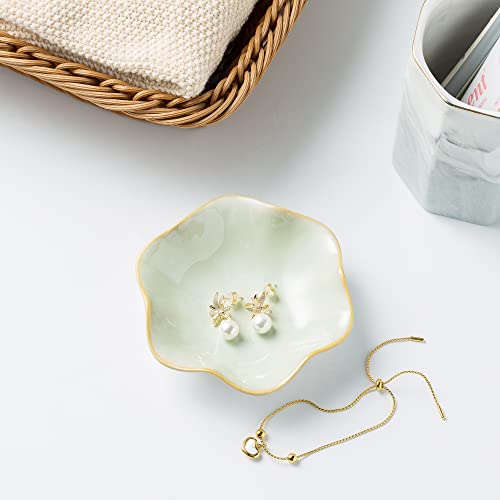 BEUNAIZER Jewelry Dish Tray, Ring Dish, Ceramic Trinket Tray, Key Bowl - color: Light Green