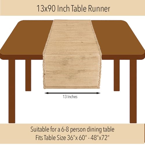 Chardin Home 13x90 Inch Handcrafted Table Runner – Eco-Friendly Natural Jute and Hemp – Rustic Boho Farmhouse Table Decor – Sustainable Dining Table Accent for Everyday or Special Occasions - size: 13x90 Inch.