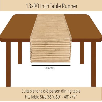 Chardin Home 13x90 Inch Handcrafted Table Runner – Eco-Friendly Natural Jute and Hemp – Rustic Boho Farmhouse Table Decor – Sustainable Dining Table Accent for Everyday or Special Occasions - size: 13x90 Inch.