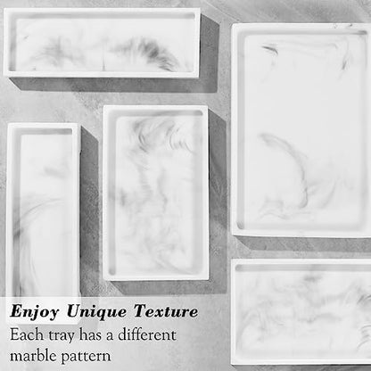 Luxspire Marble Tray for Soap Dispenser Perfume Jewelry, M, Marble White - color: B - White Marble, style: Medium