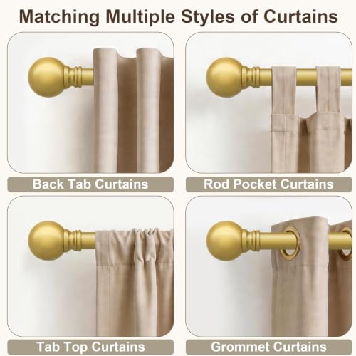 Modern Gold Curtain Rods for Windows 28 to 48 Inches Adjustable - color: Gold, size: 16"-60"|1 Pack