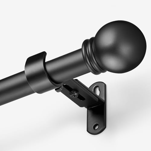 Curtain Rods for Windows 16-76", 6/8 In Black Curtain Rod, 1 Pack - color: Black, size: 76" - 6/8'' rod - 1 Pack