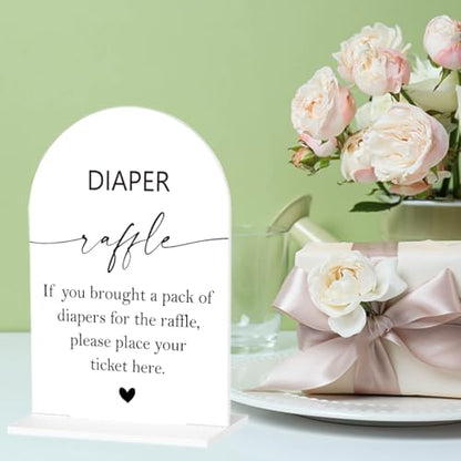 Diaper Raffle Sign, Baby Shower Diaper Game Sign, Shower Reception Event Party Table Desk Acrylic Decor - color: Diaper Raffle