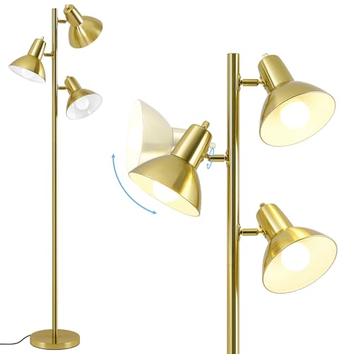3 Light Floor Lamps for Living Room, 67" Tall Metal Modern Tree Floor Lamp - color: Gold