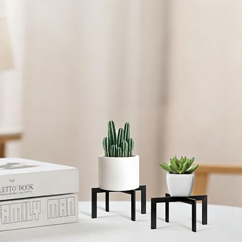 2-Pack Mini Plant Stand, Modern Cross Shape, Black - size: 2 Pack - Mini
