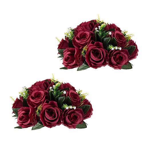 Flower Centerpieces for Wedding Tables: Burgundy, 2 Packs - color: Burgundy