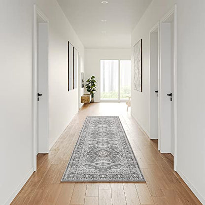 Rugland 2'6"x8 Runner Rug Non Slip, Washable Rug Runners for Hallways Grey - color: Tpr07-grey, size: 2'6" x 8' (Runner)