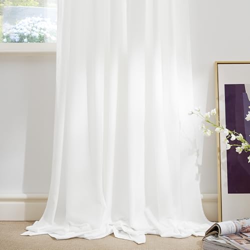 NICETOWN Non-See-Through Sheer Bathroom Curtains, Off White, W52xL45 - color: Off White, size: 52"W x 45"L (Pack of 2)