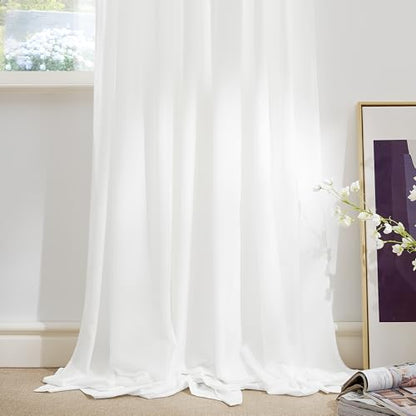NICETOWN Non-See-Through Sheer Bathroom Curtains, Off White, W52xL45 - color: Off White, size: 52"W x 45"L (Pack of 2)
