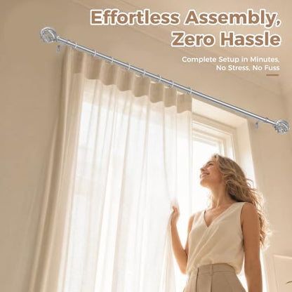 Silver Curtain Rod 30-60in - color: Silver, size: 30-60''(1 Pack)