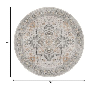 GENIMO 5 Ft Washable Round Area Rugs for Living Room, Light Taupe Brown - color: Light Taupe Brown, size: 5' (Round)