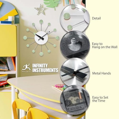 Infinity Instruments Orb Spoke Starburst Wall Clock, Mint Green, 15" - color: Mint Green