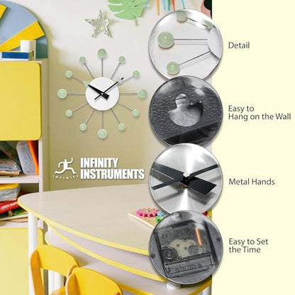 Infinity Instruments Orb Spoke Starburst Wall Clock, Mint Green, 15" - color: Mint Green